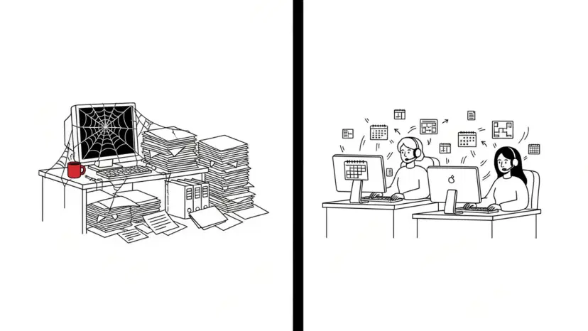Illustration for "Hotel Group Sales RFP Playbook: Win More Corporate Events" highlighting A corporate planner sends 10 RFPs on Friday afternoon. Two hotels reply in 5 min...